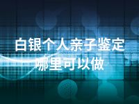 白银个人亲子鉴定哪里可以做
