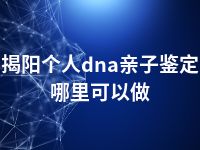 揭阳个人dna亲子鉴定哪里可以做