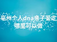 亳州个人dna亲子鉴定哪里可以做