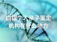 白银个人亲子鉴定机构在什么地方