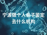 宁波做个人亲子鉴定去什么机构