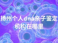 扬州个人dna亲子鉴定机构在哪里
