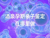 酒泉孕期亲子鉴定在哪里做