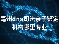 亳州dna司法亲子鉴定机构哪里专业