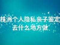 株洲个人隐私亲子鉴定去什么地方做