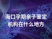 海口孕期亲子鉴定机构在什么地方