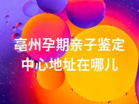 亳州孕期亲子鉴定中心地址在哪儿