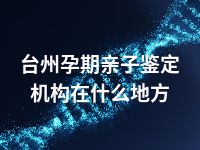 台州孕期亲子鉴定机构在什么地方