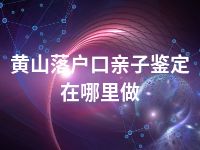 黄山落户口亲子鉴定在哪里做