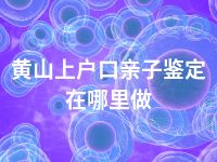 黄山上户口亲子鉴定在哪里做