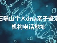 石嘴山个人dna亲子鉴定机构电话地址