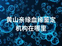 黄山亲缘血缘鉴定机构在哪里