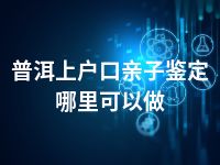 普洱上户口亲子鉴定哪里可以做