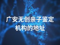 广安无创亲子鉴定机构的地址