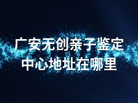 广安无创亲子鉴定中心地址在哪里