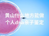 黄山什么地方能做个人dna亲子鉴定