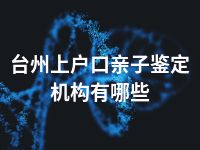 台州上户口亲子鉴定机构有哪些