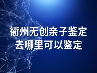 衢州无创亲子鉴定去哪里可以鉴定