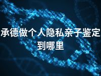 承德做个人隐私亲子鉴定到哪里
