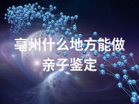 亳州什么地方能做亲子鉴定