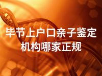 毕节上户口亲子鉴定机构哪家正规