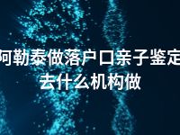 阿勒泰做落户口亲子鉴定去什么机构做