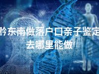黔东南做落户口亲子鉴定去哪里能做
