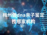 梅州做dna亲子鉴定找哪家机构