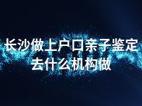 长沙做上户口亲子鉴定去什么机构做