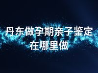 丹东做孕期亲子鉴定在哪里做