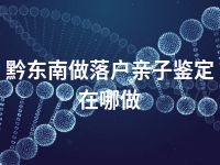 黔东南做落户亲子鉴定在哪做