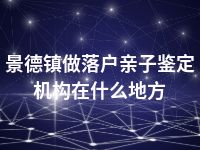 景德镇做落户亲子鉴定机构在什么地方