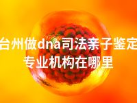 台州做dna司法亲子鉴定专业机构在哪里