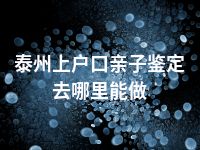 泰州上户口亲子鉴定去哪里能做