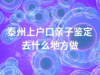 泰州上户口亲子鉴定去什么地方做