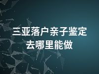 三亚落户亲子鉴定去哪里能做