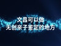文昌可以做无创亲子鉴定的地方