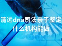 清远dna司法亲子鉴定什么机构能做