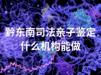 黔东南司法亲子鉴定什么机构能做