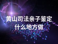黄山司法亲子鉴定什么地方做