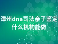 漳州dna司法亲子鉴定什么机构能做