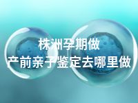 株洲孕期做产前亲子鉴定去哪里做