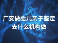 广安做胎儿亲子鉴定去什么机构做