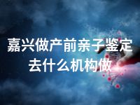 嘉兴做产前亲子鉴定去什么机构做
