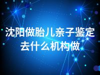 沈阳做胎儿亲子鉴定去什么机构做