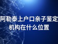 阿勒泰上户口亲子鉴定机构在什么位置