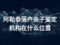 阿勒泰落户亲子鉴定机构在什么位置