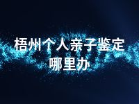 梧州个人亲子鉴定哪里办