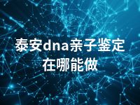 泰安dna亲子鉴定在哪能做