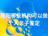 南阳哪些机构可以做个人亲子鉴定